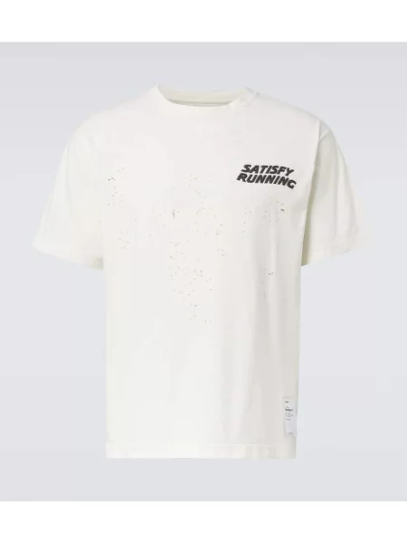 Tricou Satisfy zdrențuiți din jerseu alb