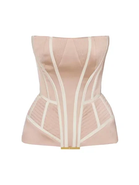 Satynowy top Elisabetta Franchi różowy