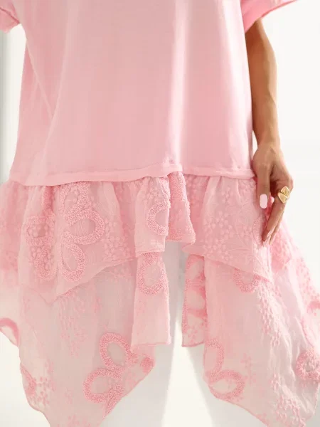 Bluză cu volane Italy Moda cu volane roz