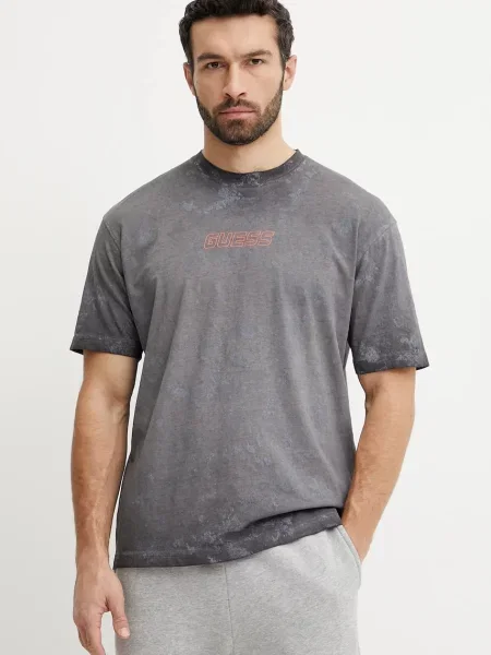 Тениска Guess MUSCARI с принт сиво