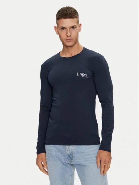 Majica z dolgimi rokavi Emporio Armani Underwear modra
