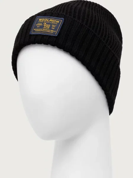 Woolrich De lână căciulă Legacy Patch negru