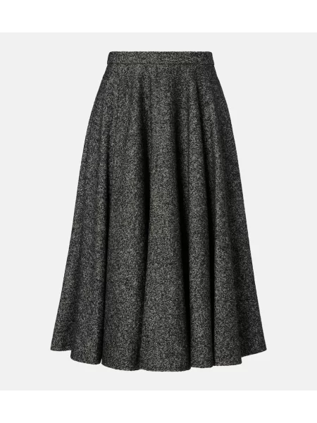 Fustă midi Dolce&gabbana de lână până la genunchi gri