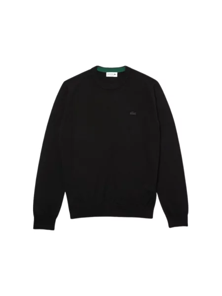 Sweter Lacoste z wełny merino czarny