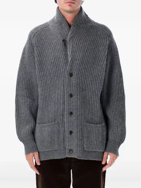 Gulerat cardigan Filson tricotate gri
