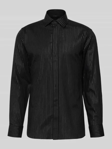 Koszula biznesowa o kroju slim fit z kołnierzykiem typu kent Eterna czarna