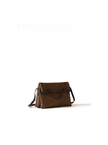 Torebka crossbody Borbonese skórzana brązowa