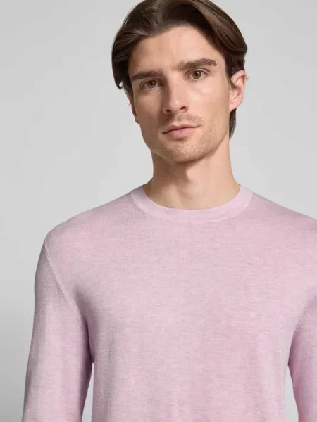 Sweter z dzianiny z prążkowanymi wykończeniami Mcneal różowy