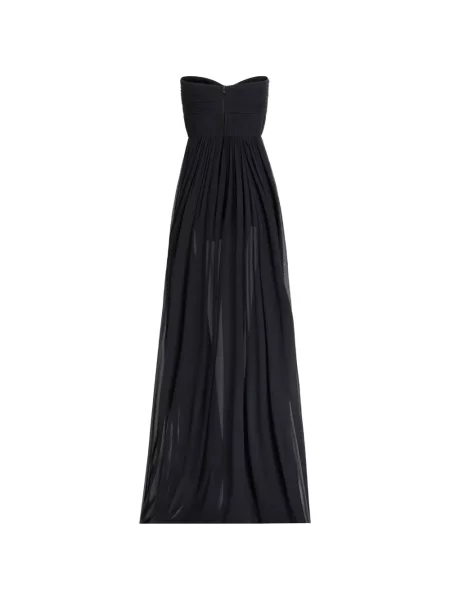 Μάξι φόρεμα Elie Saab με βολάν στράπλες μπλε