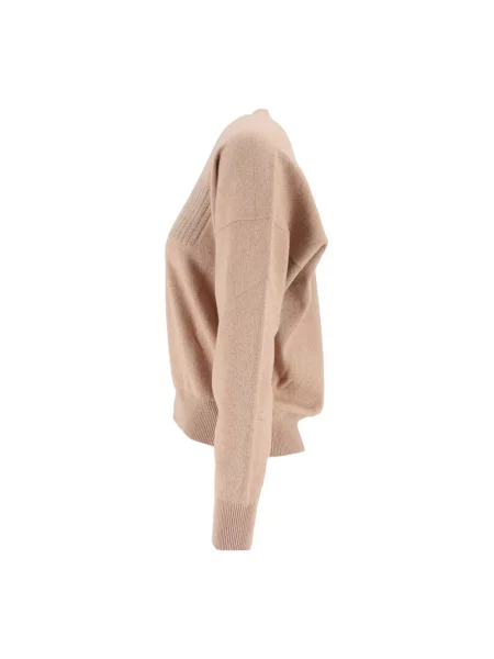 Sweter Peserico wełniany z naszywanymi kieszeniami beżowy