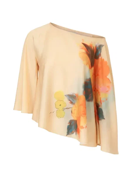 Top Cinq A Sept cu model floral cu imagine asimetric