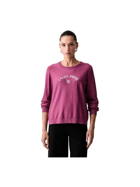 Dzianinowy sweter Liu Jo różowy