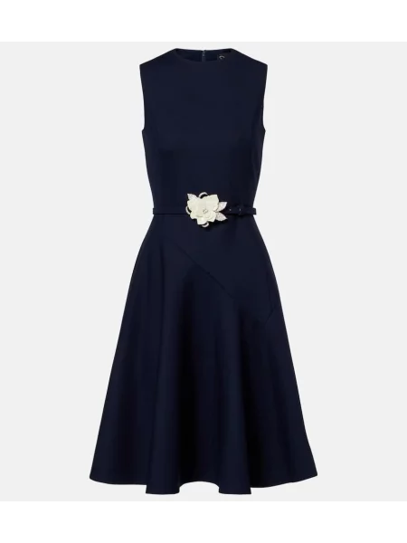 Rochie midi Oscar De La Renta de lână până la genunchi de costum albastru
