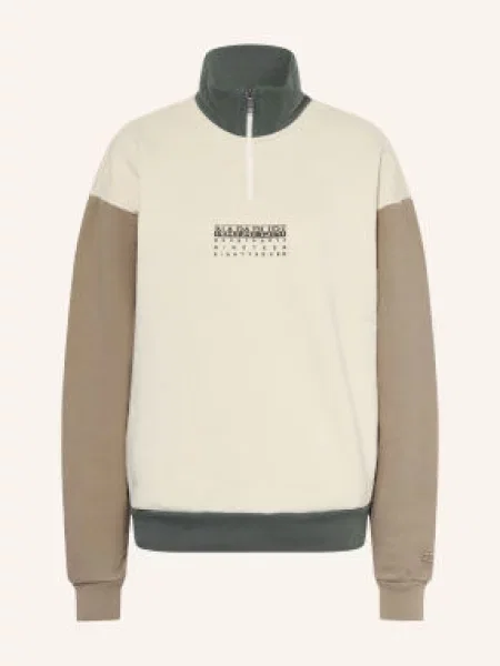 Napapijri Mikina S Límcem Troyer režná / khaki / tmavě zelená
