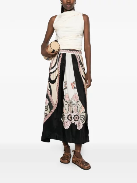 Fustă midi La Doublej cu model floral cu imagine negru