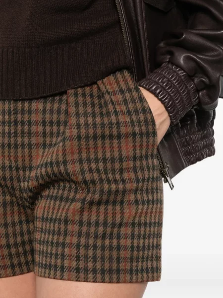 Pantaloni scurți Max Mara în carouri maro