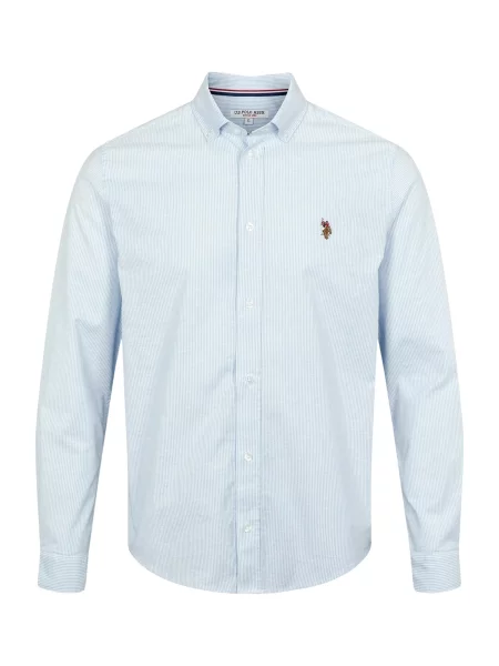 U.S. POLO ASSN. Cămașă UMCalvert albastru deschis alb