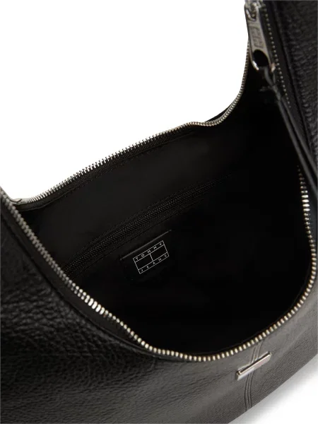 Geanta hobo Tommy Jeans din piele negru
