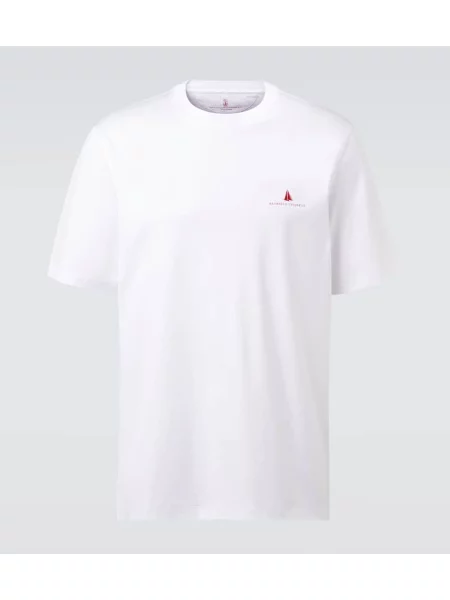 Tricou Brunello Cucinelli din jerseu alb