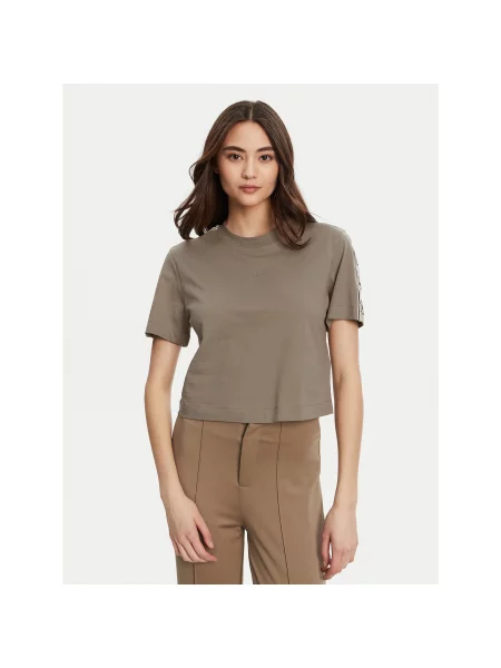 Guess T-Shirt Regular Fit καφέ