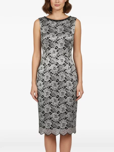 Rochie midi Cavalli Class cu model floral din jacard gri