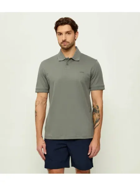 Tricou polo Boss Orange gri