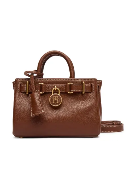 Tommy Hilfiger Geantă American Icon Micro Tote Leather maro
