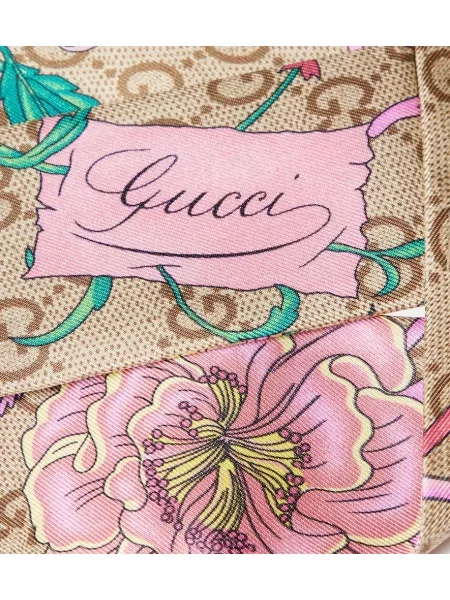 Fular Gucci de mătase cu model floral roz