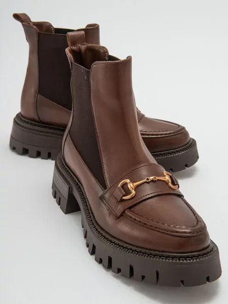 Botine chelsea Luvishoes cu cataramă maro