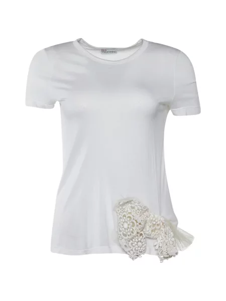 Tricou Red Valentino cu funde din dantelă alb