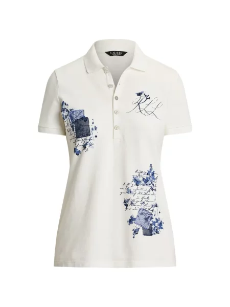 Tricou polo Lauren Ralph Lauren cu imagine alb