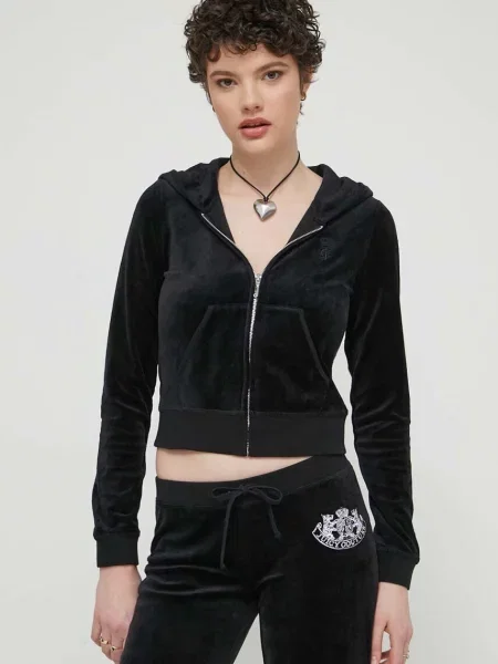 Mikina Juicy Couture s kapucí s aplikací černá