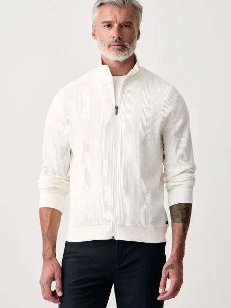 BOSS hanorac de loungewear pentru bărbați cu Structure Zip Jacket bej