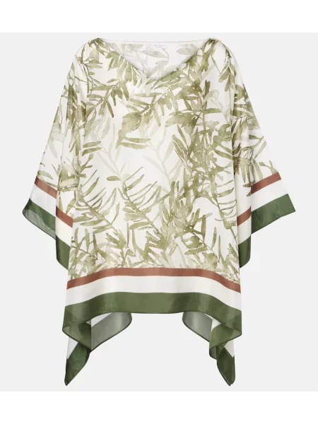 Top Brunello Cucinelli de mătase cu imagine verde