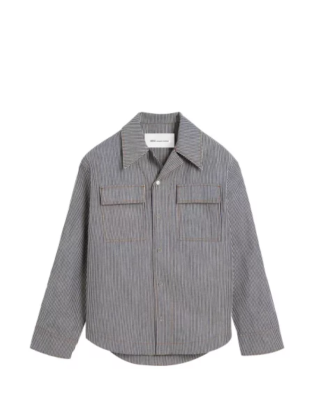 Gulerat lung tricou Ami Paris cu mâneci lungi albastru