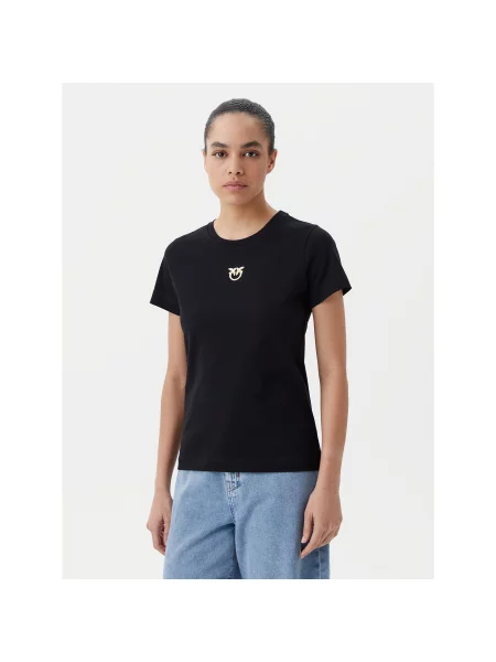 PINKO T-Shirt Bussolotto Regular Fit μαύρο