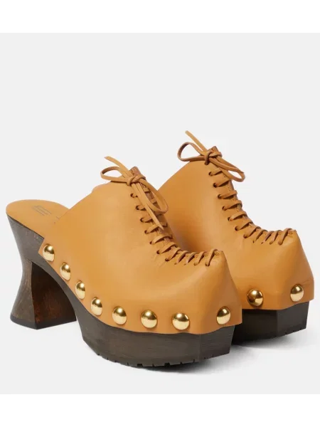 Usnjene cokle Etro s platformo rjava