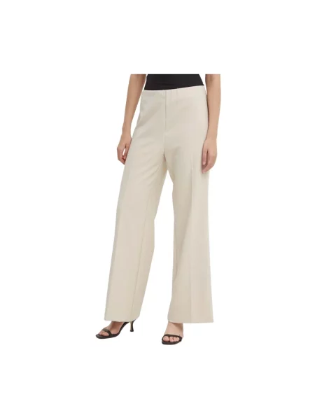 Sandro Ferrone spodnie proste high waist beżowy