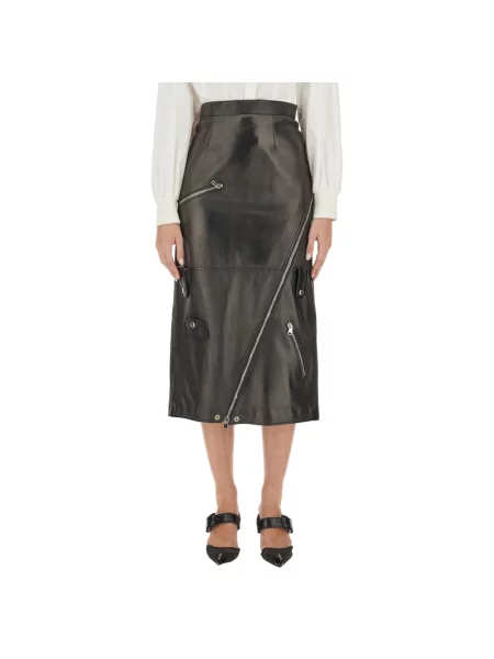 Spódnica skórzana Alexander Mcqueen czarna