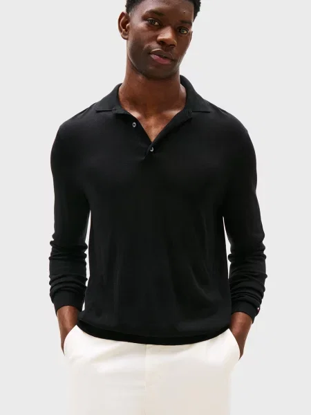 Шелковое поло Tommy Hilfiger черное