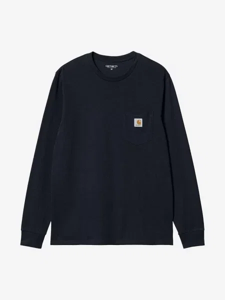 Majica dugih rukava Carhartt WIP AMMONITE tamno plava bez uzorka bijela