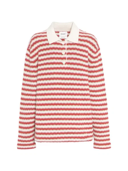 Tricou polo Barrie din cașmir cu dungi roșu