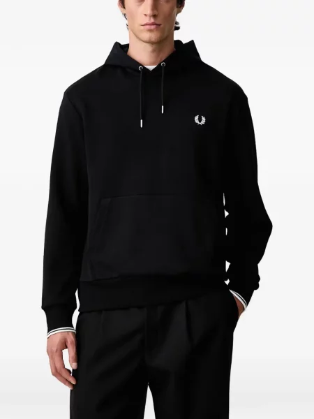Majica s kapuljačom Fred Perry s vezom crna