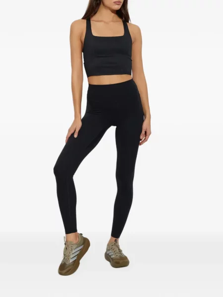 Sală de gimnastică lung sutien Adidas din piele negru