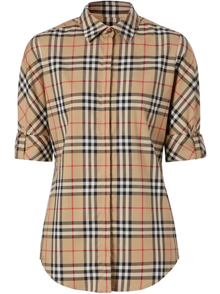 Kostkovaná retro košile Burberry hnědá