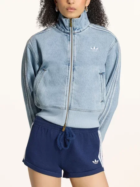 Adidas Originals Džínová Bunda S Pruhy Z Galonu lghden modrá