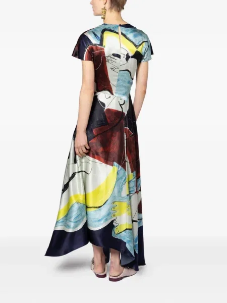 Rochie Roksanda cu imagine cu imprimeu abstract de costum albastru