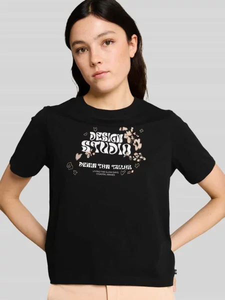 Męski t-shirt o kroju regular fit z czystej bawełny Tom Tailor Denim czarna