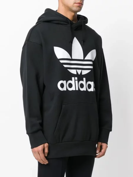 Hanorac cu glugă Adidas cu autograf negru