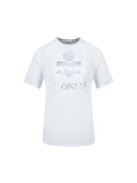 Koszulka Isabel Marant Etoile w jednolitym kolorze z krótkim rękawem casual biała